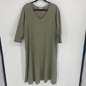 J.Jill | Green V-Neck Midi Dress Size 2X